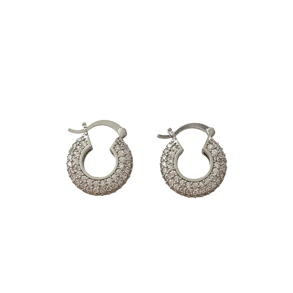 Éclat Pavé Hoops Silver